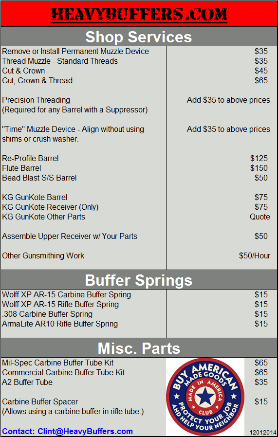 HeavyBuffers.com Shop Services